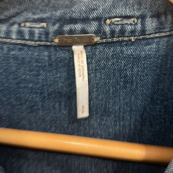 Free People Denim Knit Sleeve Jacket Size Small - Picture 3 of 6